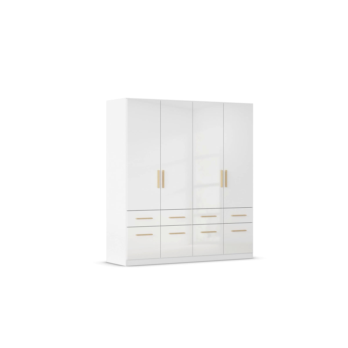 Rauch Möbel Celle, Kleiderschrank für Schlafzimmer, Kinderzimmer, Babyzimmer, Garderobe, Flur, 3-türig, 6 Schubladen, Farbe Hochglanz Weiß/Weiß, Breite 136 cm