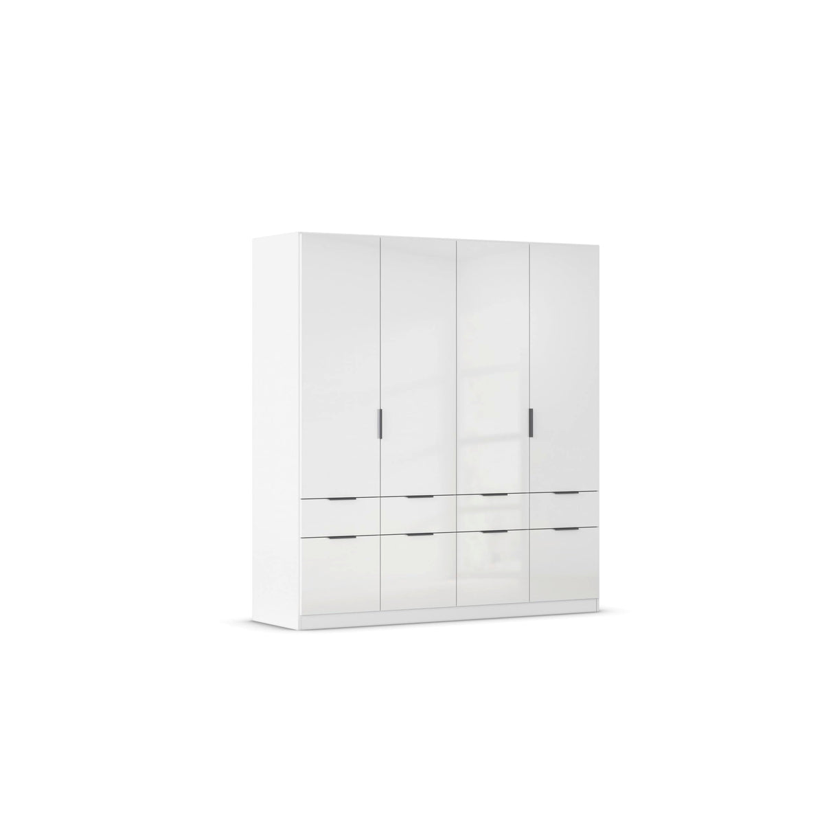 Rauch Möbel Celle, Kleiderschrank für Schlafzimmer, Kinderzimmer, Babyzimmer, Garderobe, Flur, 3-türig, 6 Schubladen, Farbe Hochglanz Weiß/Weiß, Breite 136 cm