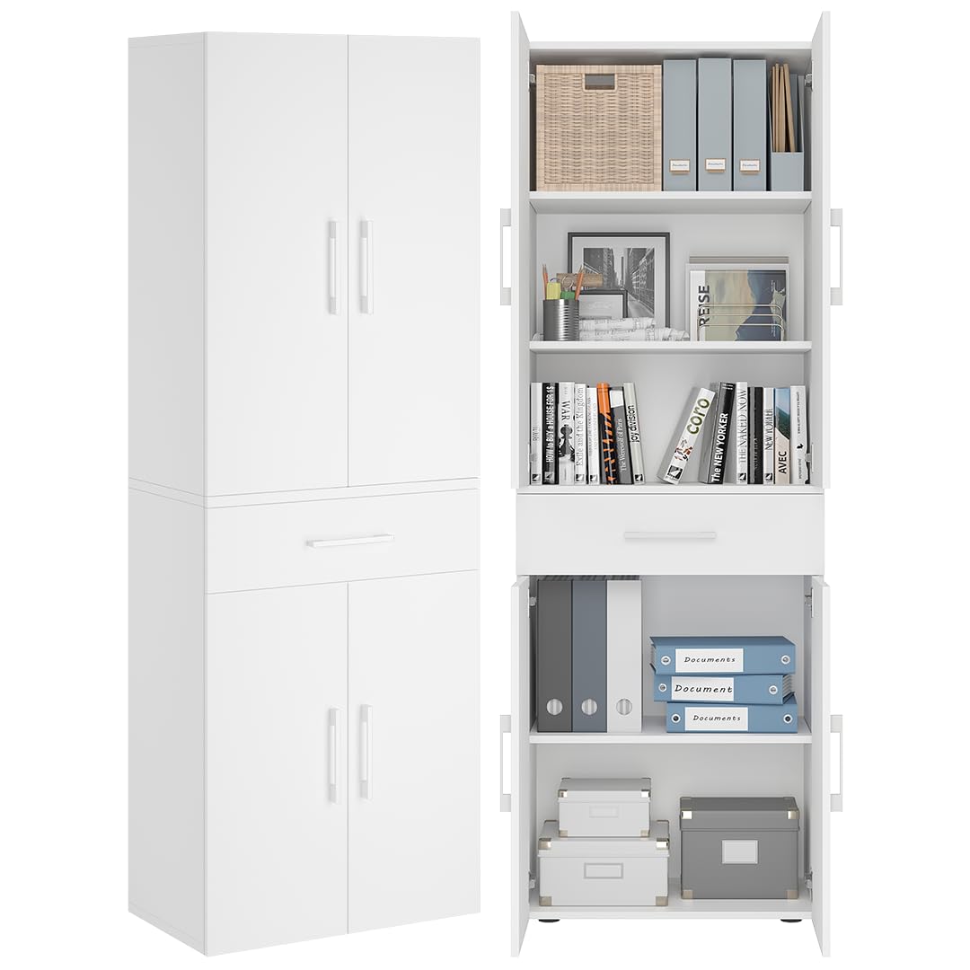 Bellamio Apol Besenschrank 60 cm breit, Weiß, Staubsaugerfach, Stauraum