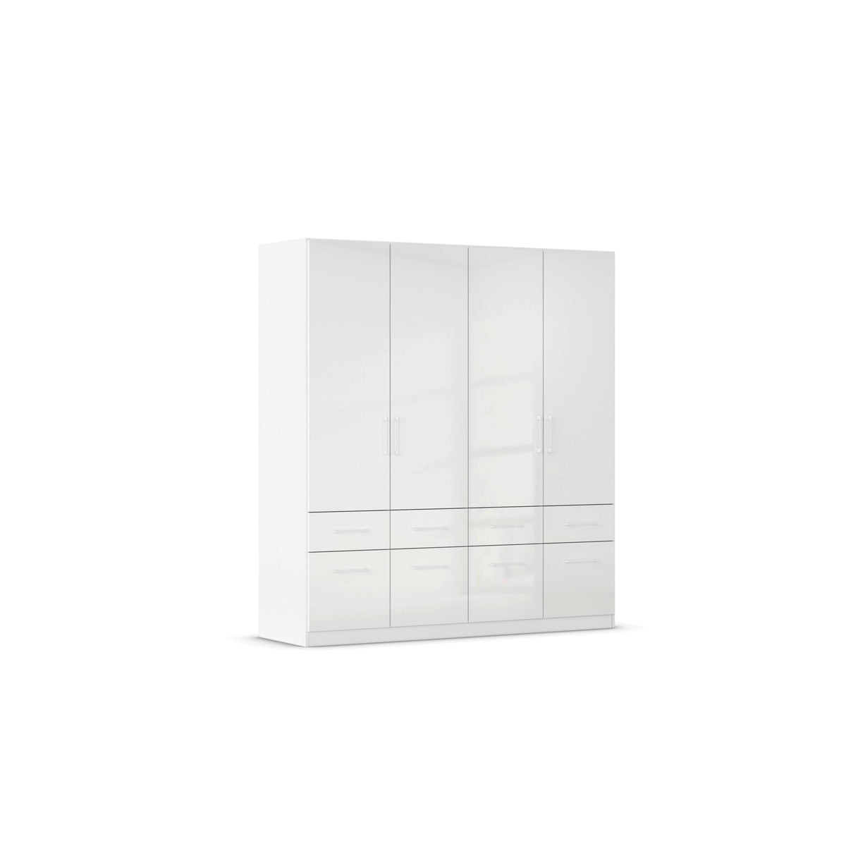 Rauch Möbel Celle, Kleiderschrank für Schlafzimmer, Kinderzimmer, Babyzimmer, Garderobe, Flur, 3-türig, 6 Schubladen, Farbe Hochglanz Weiß/Weiß, Breite 136 cm