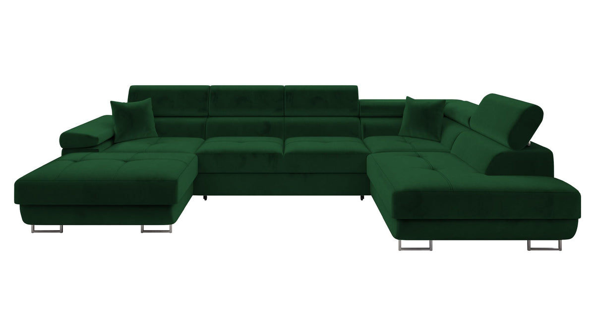Mirjan24 Ecksofa Torezio Bis mit Bettkasten, Einstellbare Kopfstützen, Sofa mit Schlaffunktion, Eckcouch für Wohnzimmer, Polsterecke, U-Form Couch mit Bettfunktion (Soft 011 + Lux 06, Seite: Rechts)