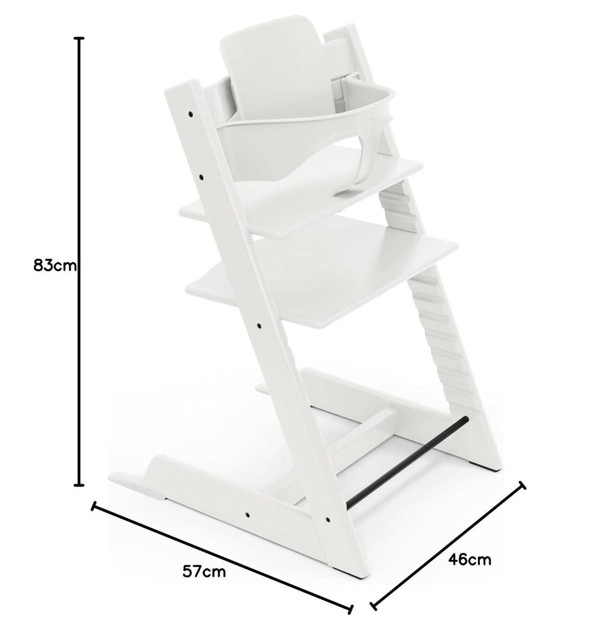 Stokke Tripp Trapp Hochstuhl, White - Inklusive Stuhl + Baby Set2 für Kinder von 6-36 Monaten - Verstellbar, ergonomisch & leicht zu reinigen