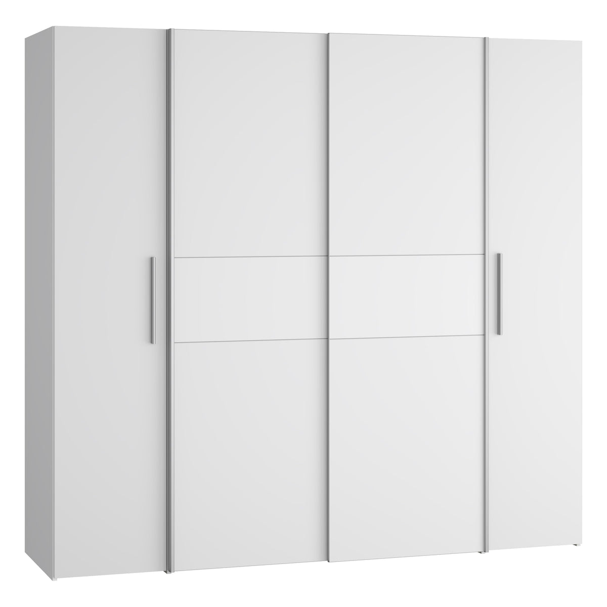 Forte KALIXTUS schwarzer Kleiderschrank 200, moderner Schwebetürenschrank, 4-türig, Holzwerkstoff, Schwarz Matt, 200,1 cm breit x 190,5 cm hoch, 61,2 cm tief