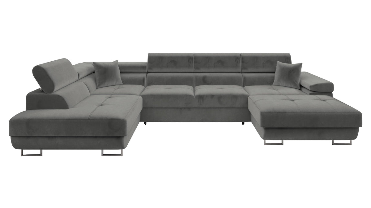 Mirjan24 Ecksofa Torezio Bis mit Bettkasten, Einstellbare Kopfstützen, Sofa mit Schlaffunktion, Eckcouch für Wohnzimmer, Polsterecke, U-Form Couch mit Bettfunktion (Soft 011 + Lux 06, Seite: Rechts)