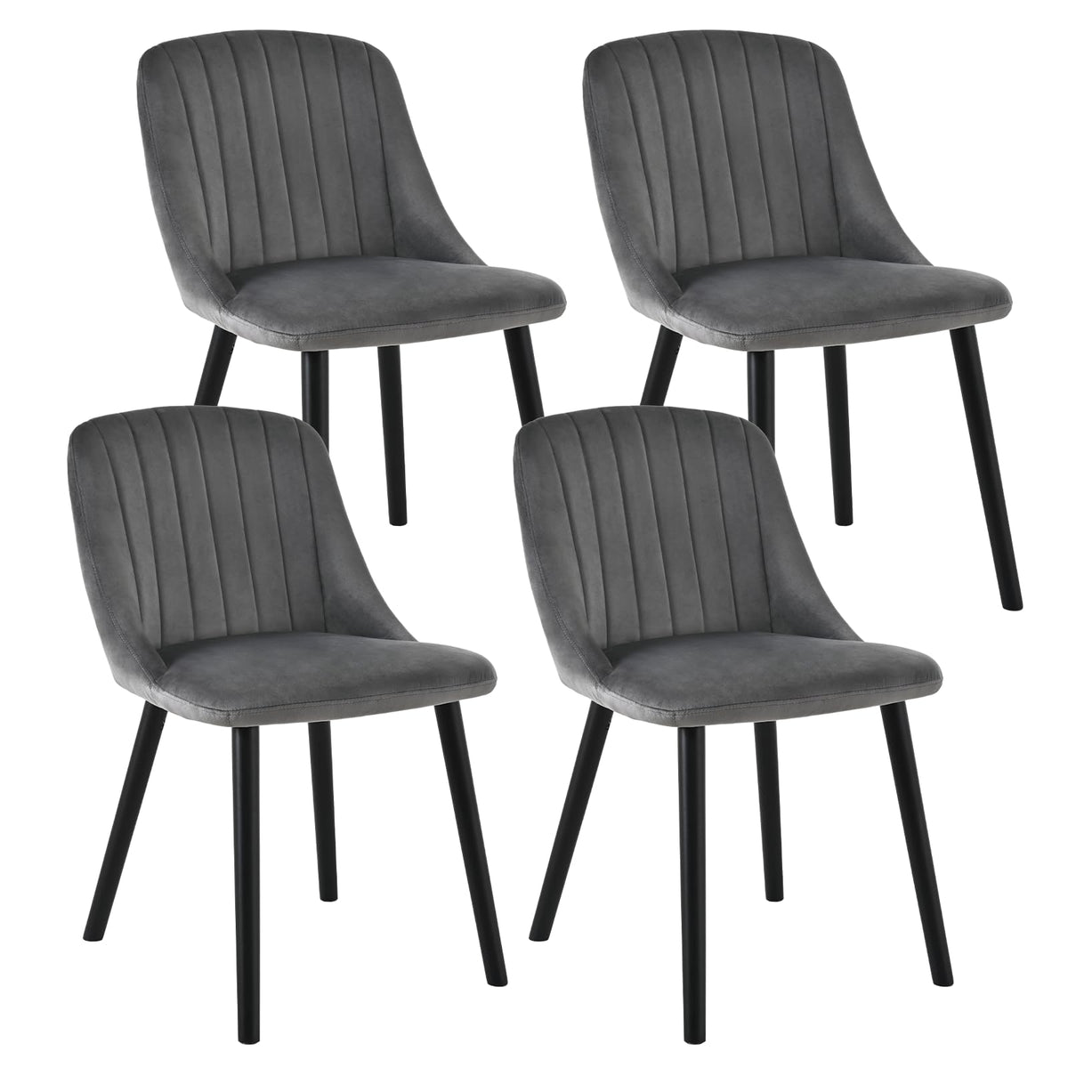 Esszimmerstühle Beige 4er Set Holzbeine Polsterstuhl Küchenstuhl aus Polyester Stühle Esszimmer Wohnzimmerstuhl für Esszimmer Küche Büro