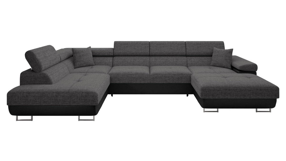 Mirjan24 Ecksofa Torezio Bis mit Bettkasten, Einstellbare Kopfstützen, Sofa mit Schlaffunktion, Eckcouch für Wohnzimmer, Polsterecke, U-Form Couch mit Bettfunktion (Soft 011 + Lux 06, Seite: Rechts)
