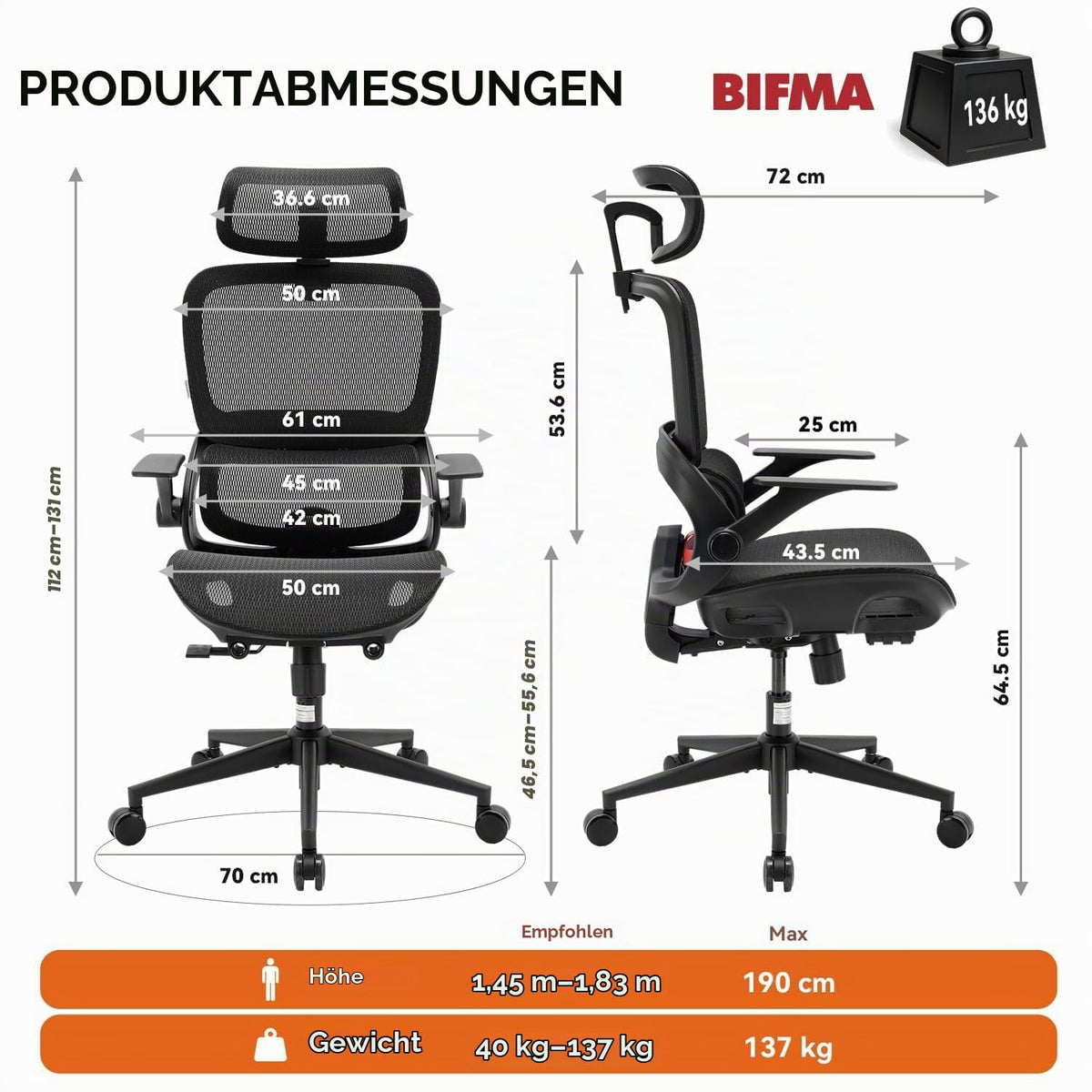 SIHOO Bürostuhl Ergonomisch,Verstellbarer Lordosenstütze Schreibtischstuhl