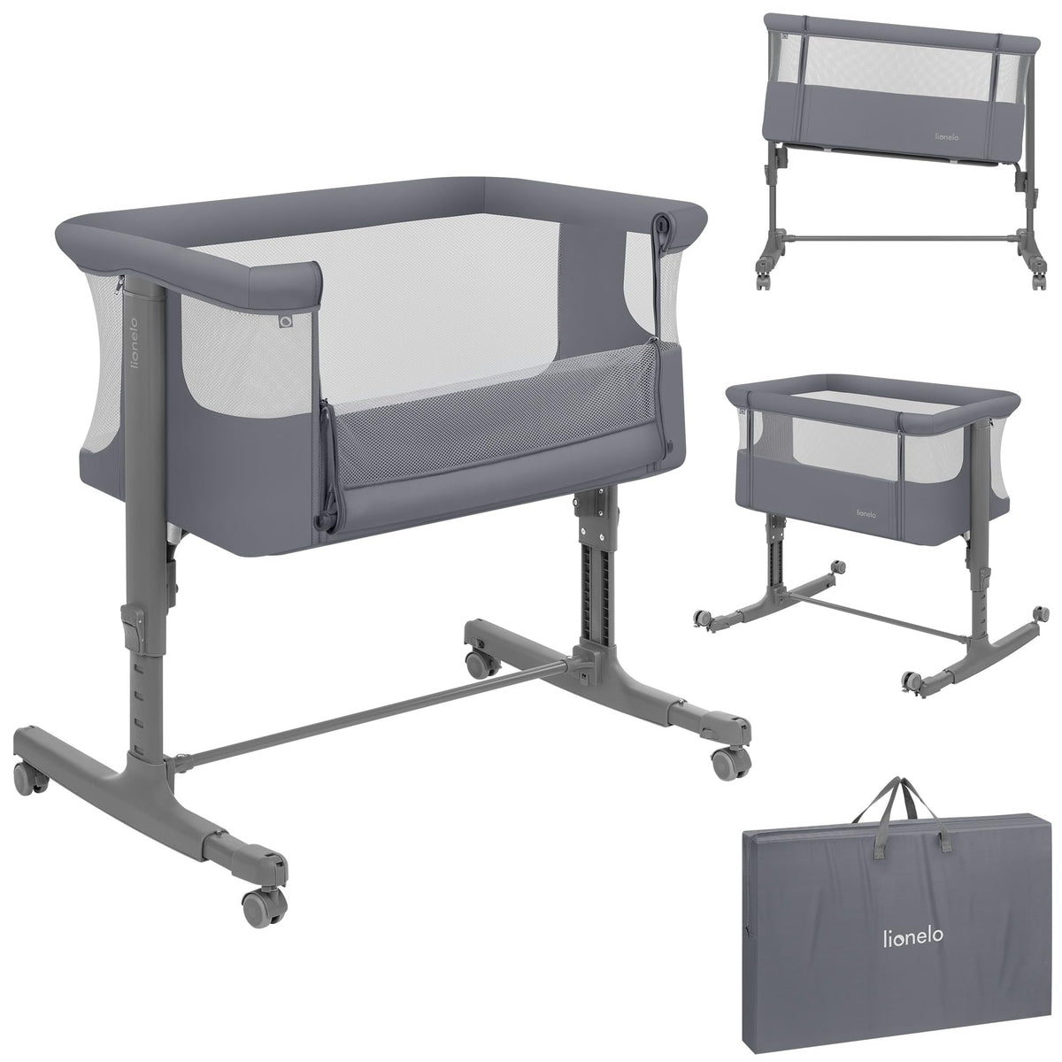 Lionelo Aurora 3 in 1 Babybett bis 9 kg, Beistellbett, Wiege