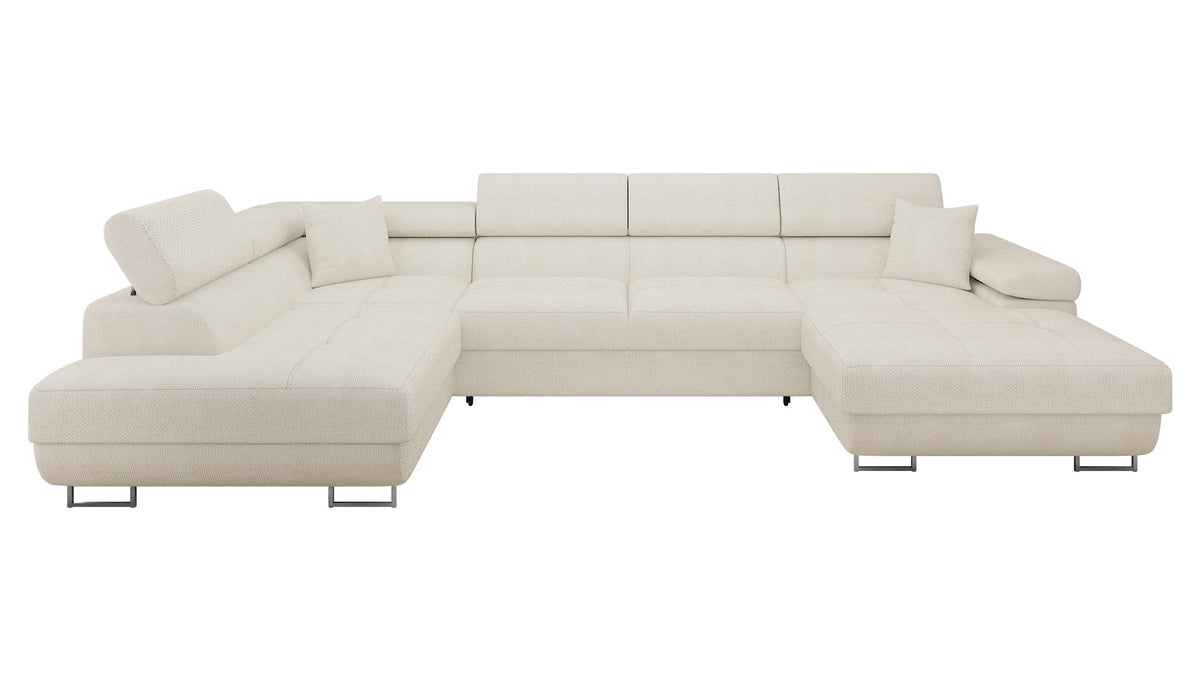 Mirjan24 Ecksofa Torezio Bis mit Bettkasten, Einstellbare Kopfstützen, Sofa mit Schlaffunktion, Eckcouch für Wohnzimmer, Polsterecke, U-Form Couch mit Bettfunktion (Soft 011 + Lux 06, Seite: Rechts)