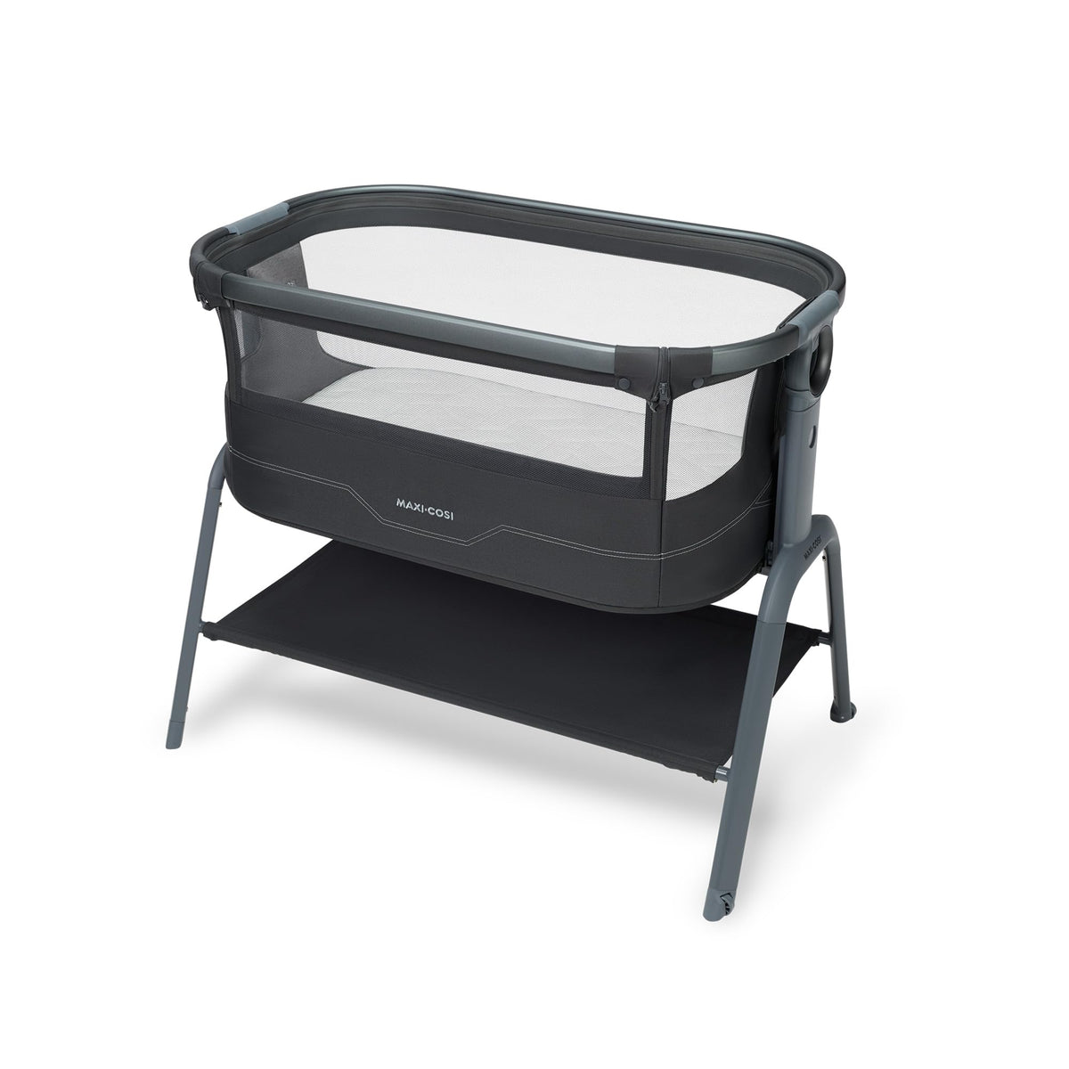 Maxi Cosi Iora² Baby Stubenbett, 0–6 kg (9 kg), Klappbares und Leichtes Beistellbett Baby, 5 cm CloudCore-Matratze, 5 Höhenstufen, 2 Leichtgängige Rollen, Easy Slide, Elegance Beige