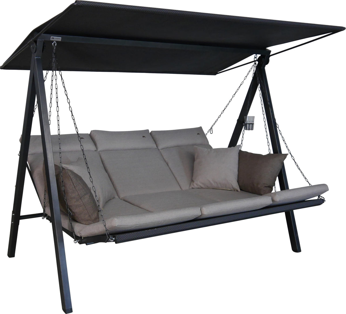 ANGERER Hollywoodschaukel Lounge Smart – Schaukel zum Sitzen, Liegen & Entspannen, inkl. Bett-Funktion, einfache Montage, Made in Germany, hochwertiger Stoff, Grau