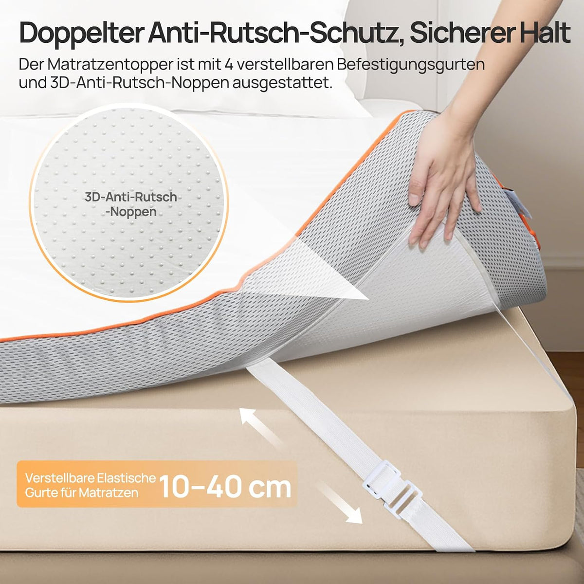MULISOFT Topper 180x200cm H3/H4, Extra Dicker 7,5 cm Gel Memory Schaum