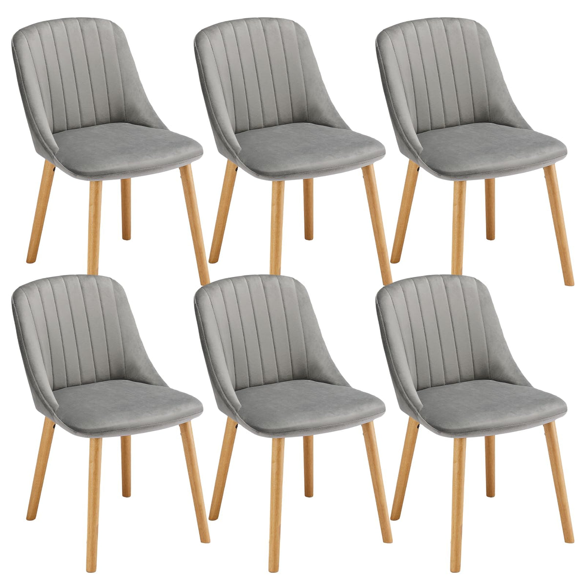 Esszimmerstühle Beige 4er Set Holzbeine Polsterstuhl Küchenstuhl aus Polyester Stühle Esszimmer Wohnzimmerstuhl für Esszimmer Küche Büro