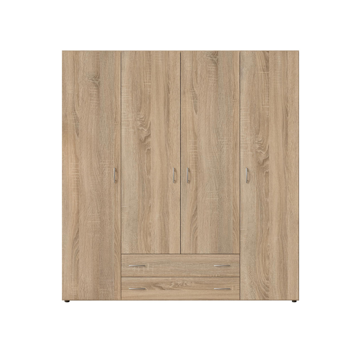 Stella Trading BASE Zeitloser Kleiderschrank in drei verschiedenen Größen - Vielseitiger Drehtürenschrank in Weiß - 160 x 177 x 52 cm (B/H/T)