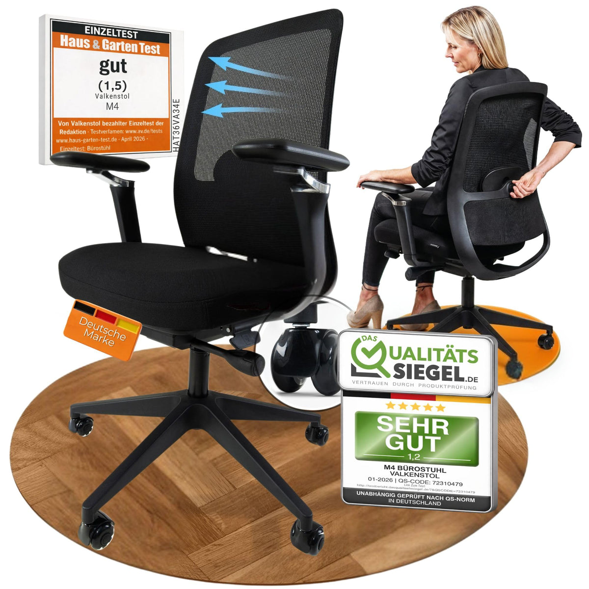 VALKENSTOL M2 Bürostuhl Ergonomisch TESTSIEGER - Büro & Home Office Chair