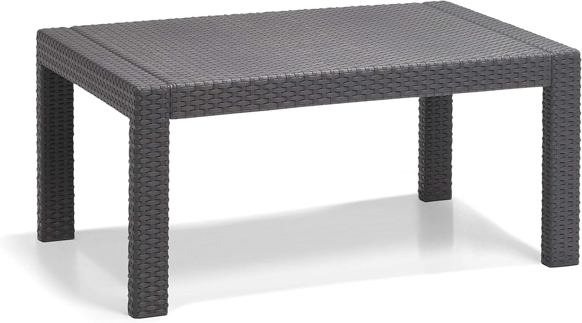 Allibert by Keter Merano Gartenmöbel Set aus Kunststoff, inkl. Sitzkissen, grau, 4-teilig, 2 Sessel, Sofa & Tisch, für Garten & Terrasse, Flache Rattanoptik