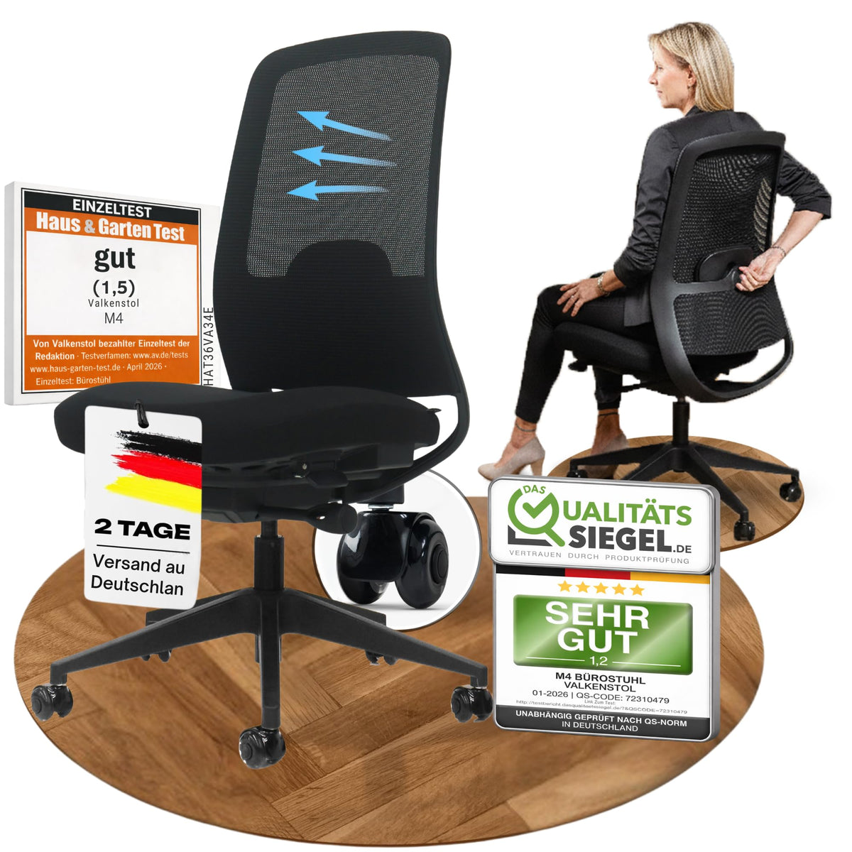VALKENSTOL M2 Bürostuhl Ergonomisch TESTSIEGER - Büro & Home Office Chair