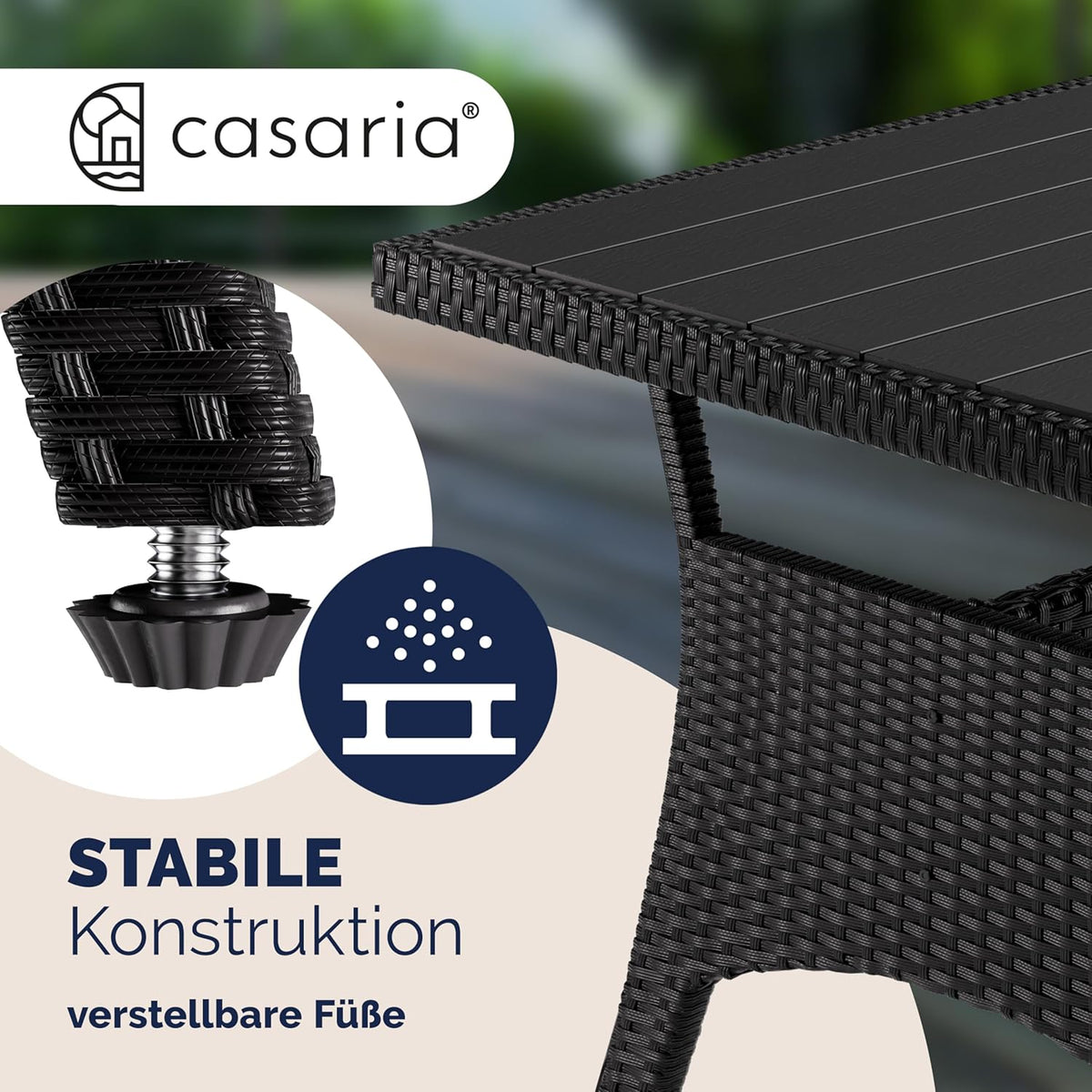 Casaria® Polyrattan Ecklounge Set WPC Esstisch Ecksofa Sessel 2 Hocker inkl. Sitzauflagen Kissen Wetterfest Outdoor Lounge Garten Terrasse Balkon Möbel