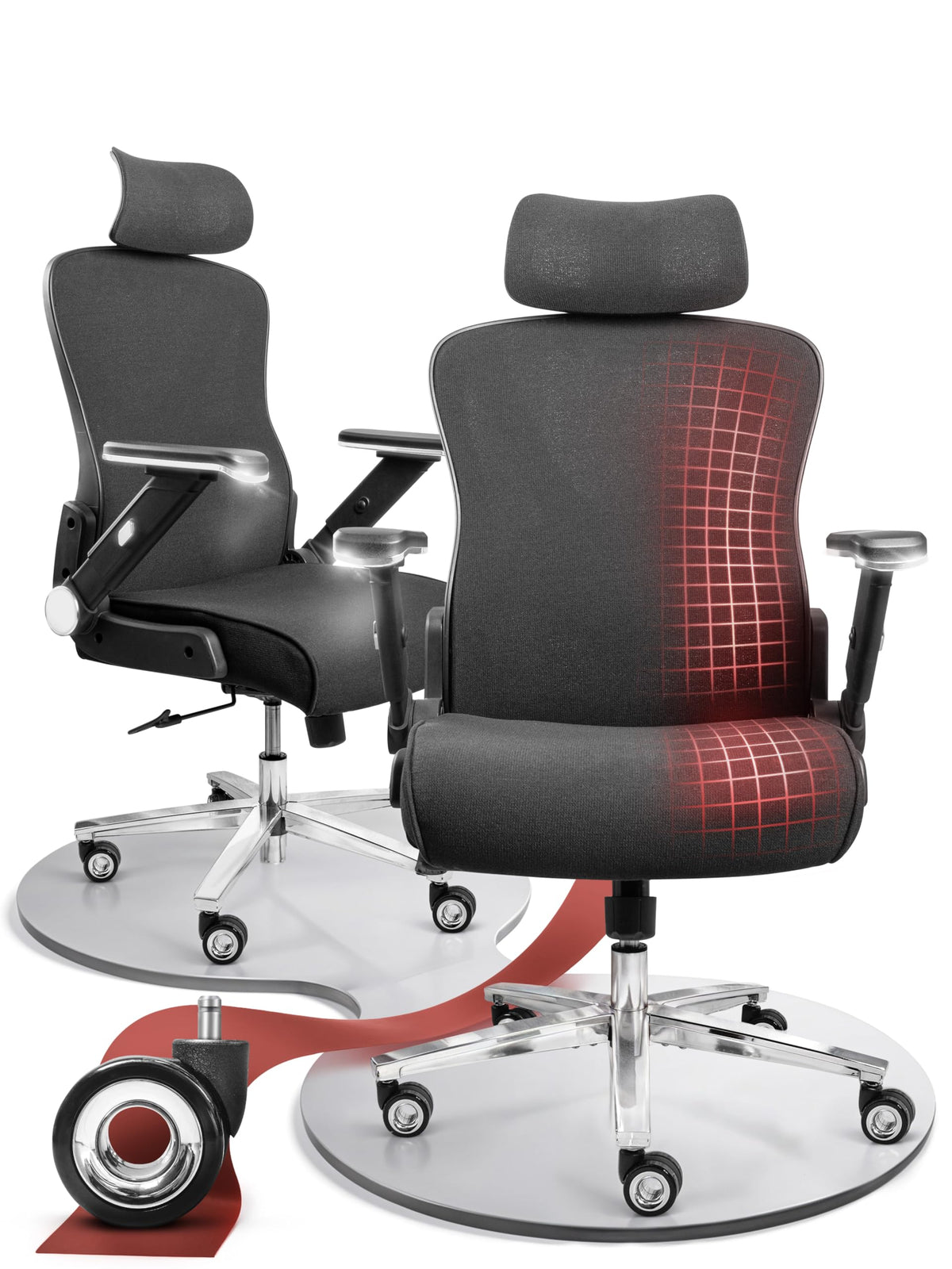 CLOUVOU BrightSeat Bürostuhl Ergonomisch [TESTSIEGER] Schreibtischstuhl 100% individuell einstellbar | Büro Stuhl & Gaming Stuhl | Computerstuhl Home Office Chair Ergonomic | Drehstuhl 150 kg