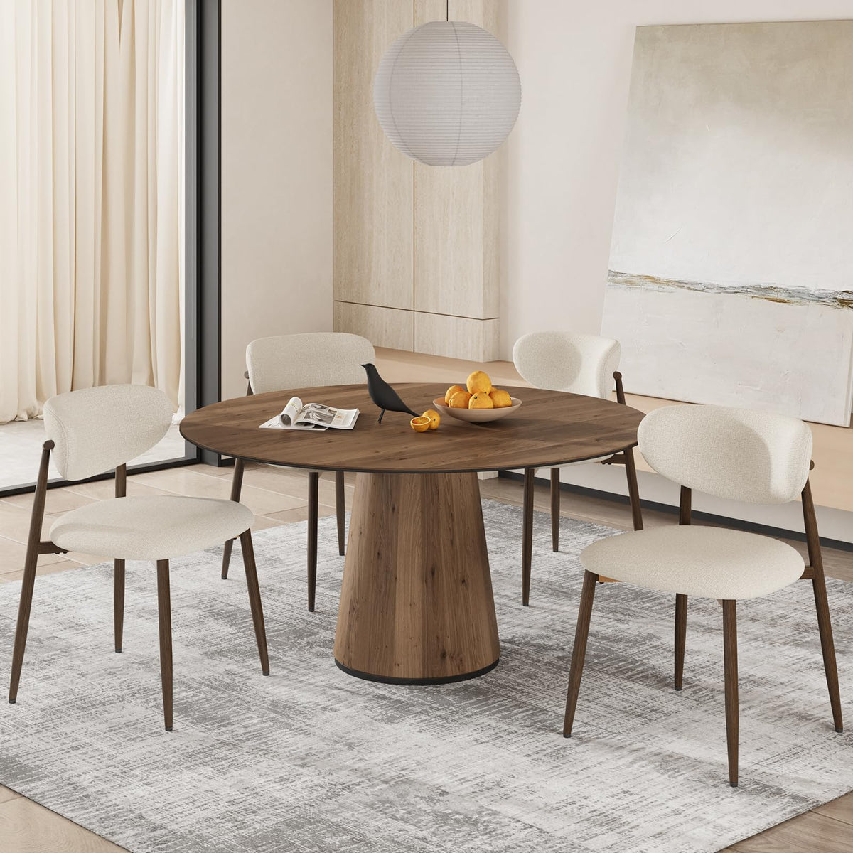COLAMY Küchenstuhl Esszimmerstühle 4er Set, Moderne Polsterstuhl Essstühle mit Fester Rückenlehne, Stoff Esszimmerstühl mit Holzbein für Esszimmer, Küche, Restaurant, Beige