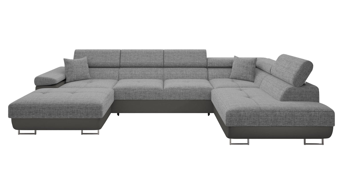 Mirjan24 Ecksofa Torezio Bis mit Bettkasten, Einstellbare Kopfstützen, Sofa mit Schlaffunktion, Eckcouch für Wohnzimmer, Polsterecke, U-Form Couch mit Bettfunktion (Soft 011 + Lux 06, Seite: Rechts)
